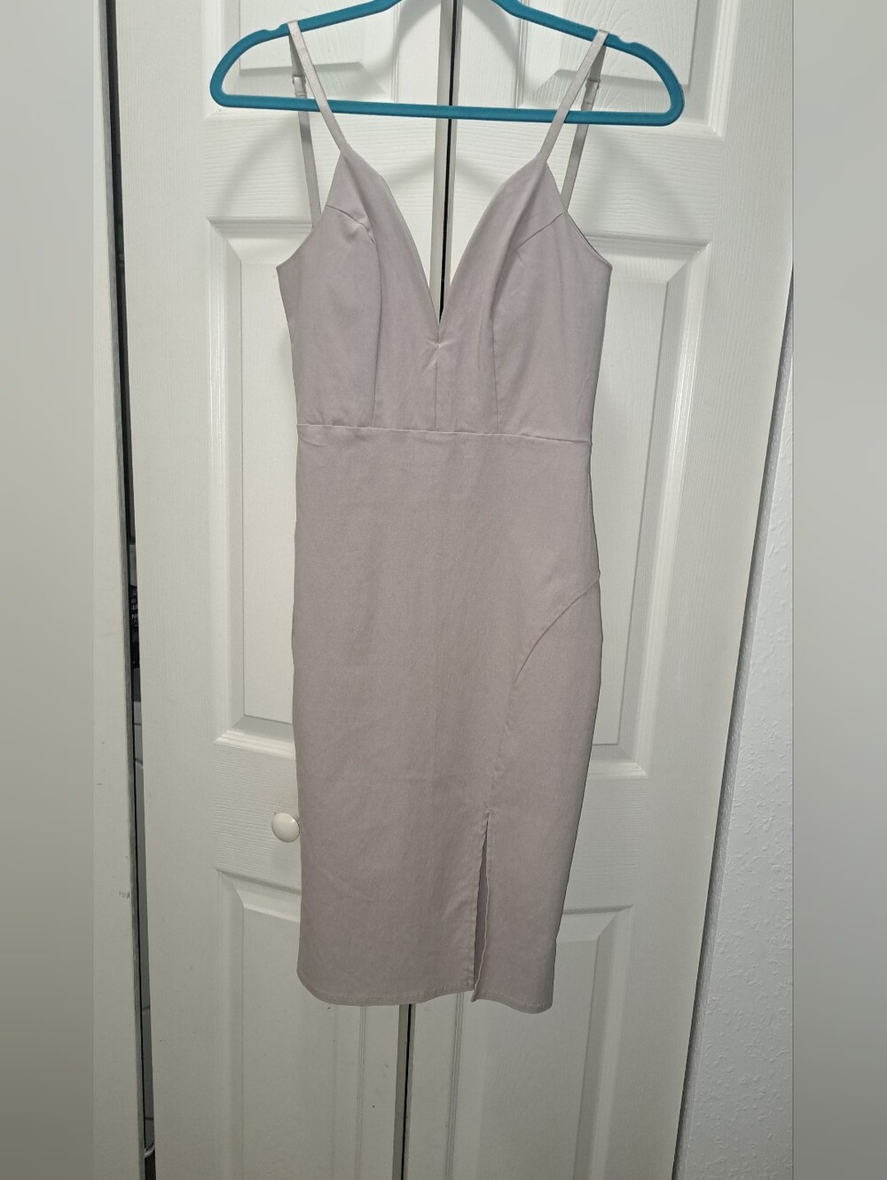 Revamped Grey Spaghetti-Strap Midi Dress